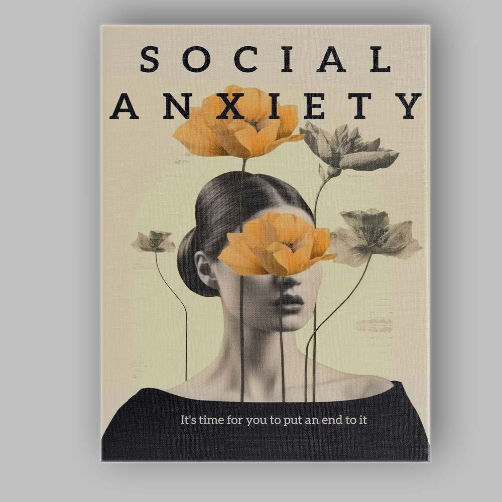 Surreal Social Anxiety Floral Woman Portrait Canvas Wall Art Print Decor Picture Ready to Hang