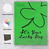 Green Saint Patricks Day Lucky Shamrock Typography Canvas Wall Art Print Decor Picture Ready to Hang