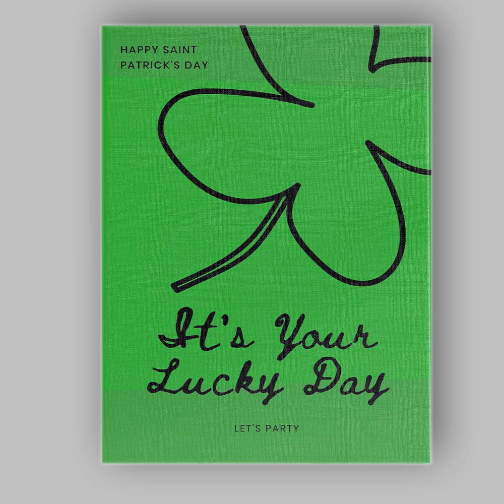 Green Saint Patricks Day Lucky Shamrock Typography Canvas Wall Art Print Decor Picture Ready to Hang