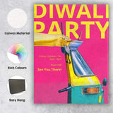 Colourful Tuk Tuk Diwali Party Festival Poster Canvas Wall Art Print Decor Picture Ready to Hang