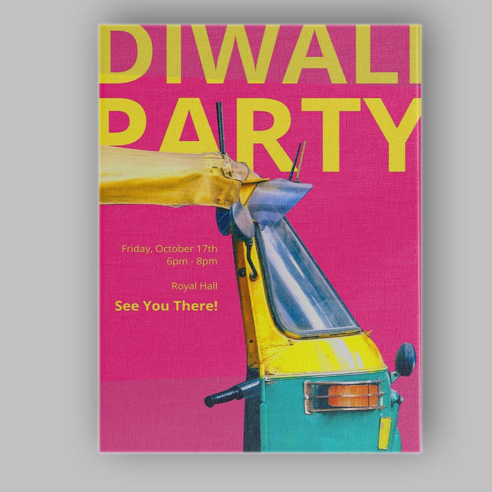 Colourful Tuk Tuk Diwali Party Festival Poster Canvas Wall Art Print Decor Picture Ready to Hang