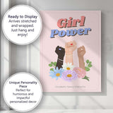 Girl Power Feminist Floral Raised Fists Female Empowerment Canvas Wall Art Print Decor Picture Ready to Hang