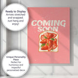 Cute Strawberry Toast Breakfast Food Typography Illustration Canvas Wall Art Print Decor Picture Ready to Hang