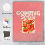 Cute Strawberry Toast Breakfast Food Typography Illustration Canvas Wall Art Print Decor Picture Ready to Hang