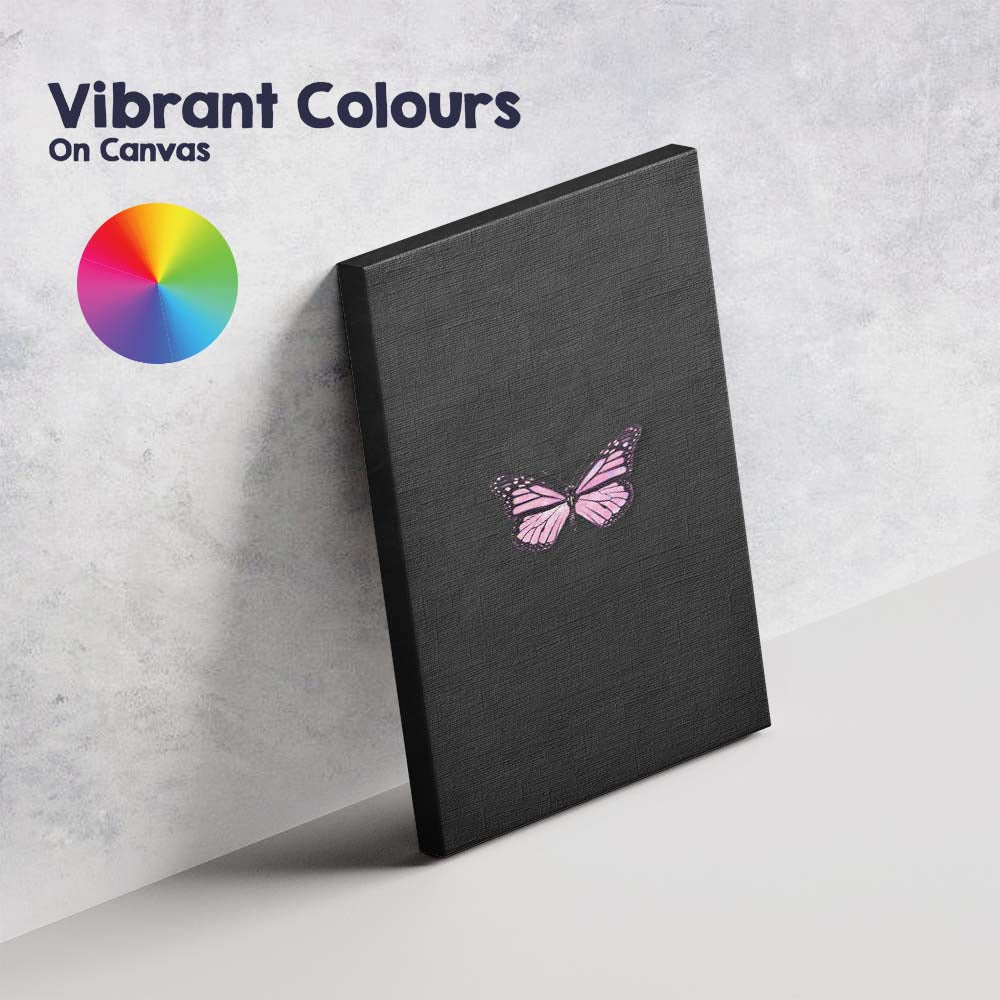 Minimalist Pink Butterfly Dark Botanical Aesthetic Canvas Wall Art Print Decor Picture Ready to Hang