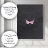 Minimalist Pink Butterfly Dark Botanical Aesthetic Canvas Wall Art Print Decor Picture Ready to Hang