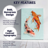 Elegant Koi Fish Pair Japanese Pond Illustration Canvas Wall Art Print Decor Picture Ready to Hang