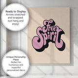 Retro Free Spirit Pink Typography Boho Quote Canvas Wall Art Print Decor Picture Ready to Hang