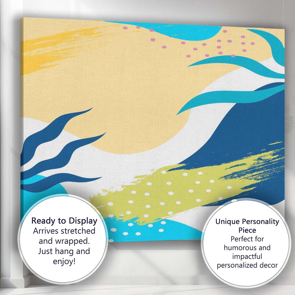 Modern Abstract Pastel Brushstroke Wave Geometric Pattern Canvas Wall Art Print Decor Picture Ready to Hang