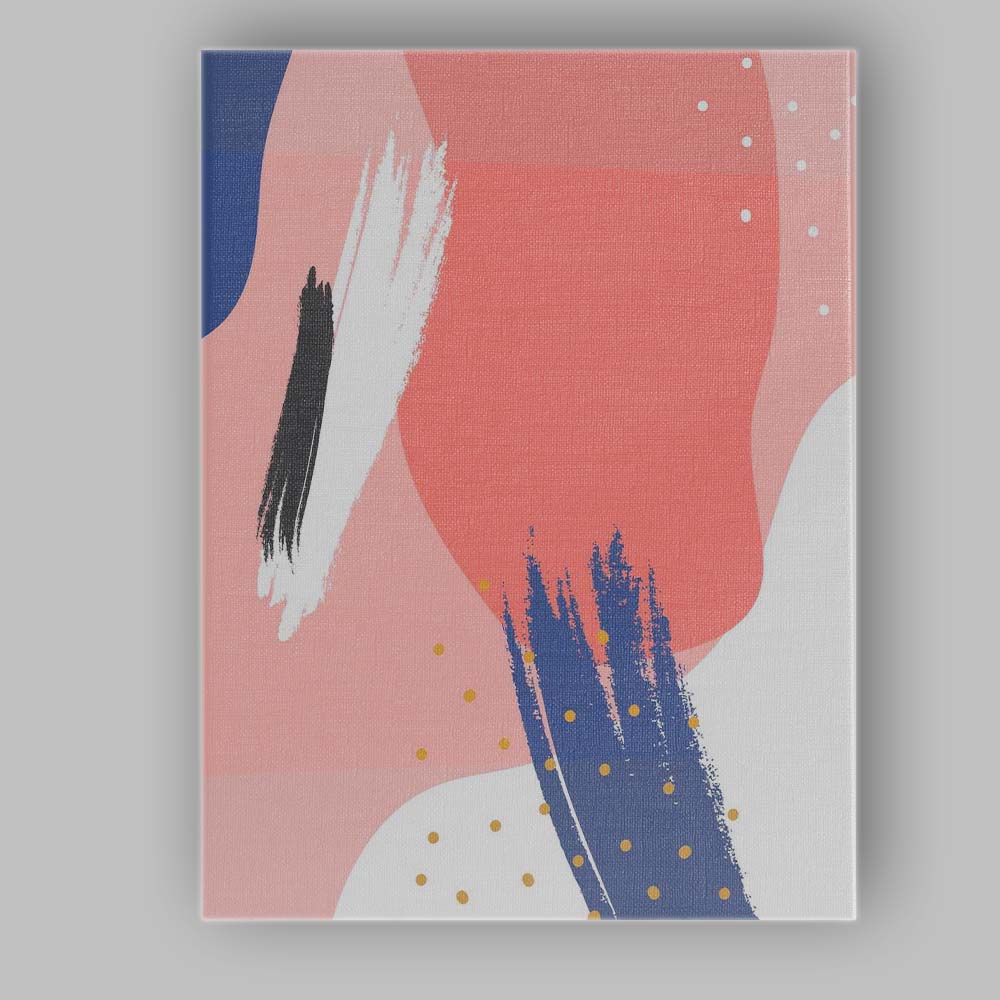 Coral Blue Abstract Brushstroke Textured Shapes Contemporary Canvas Wall Art Print Decor Picture Ready to Hang