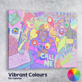 Colourful Pop Art Social Media Illustration Modern Lifestyle Canvas Wall Art Print Decor Picture Ready to Hang