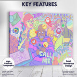 Colourful Pop Art Social Media Illustration Modern Lifestyle Canvas Wall Art Print Decor Picture Ready to Hang