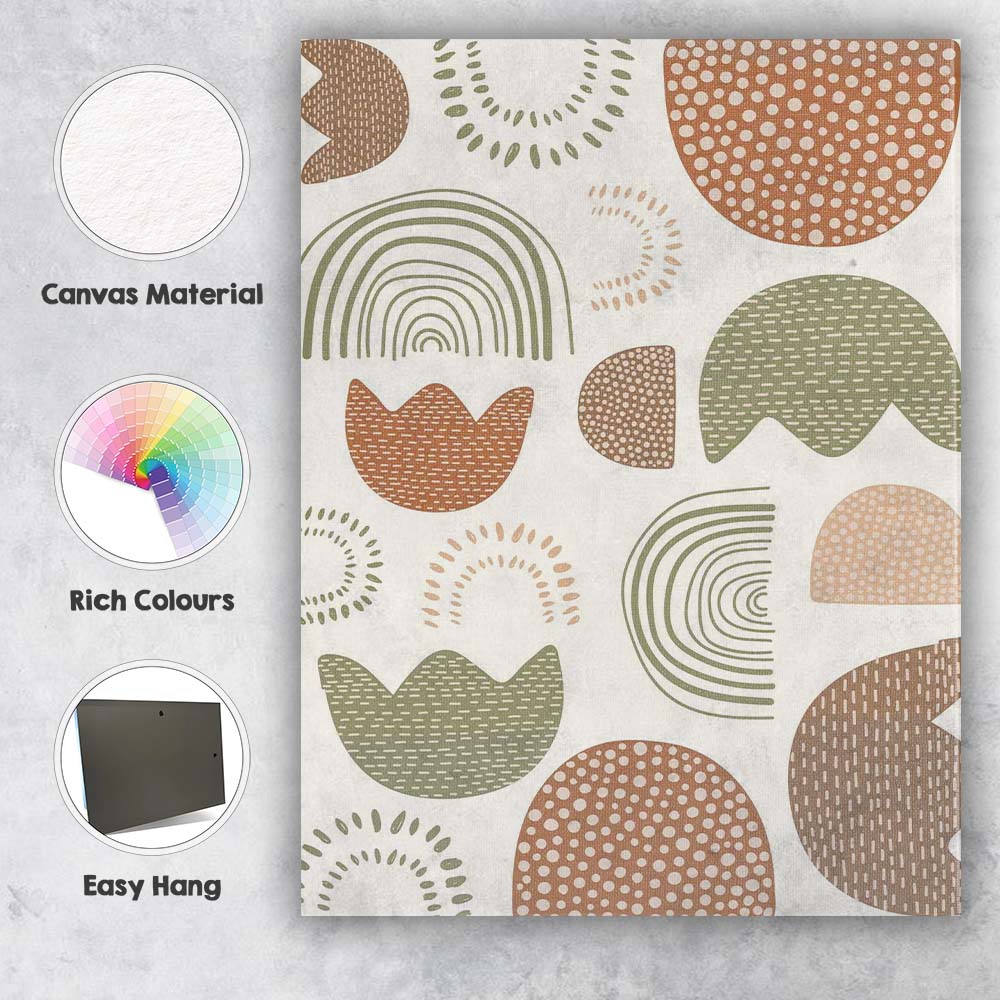 Earth Tone Scandinavian Abstract Geometric Seamless Pattern Canvas Wall Art Print Decor Picture Ready to Hang