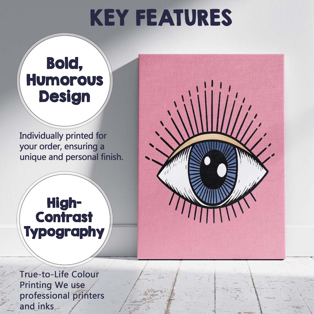 Mystical Blue Evil Eye Spiritual Protection Illustration Canvas Wall Art Print Decor Picture Ready to Hang