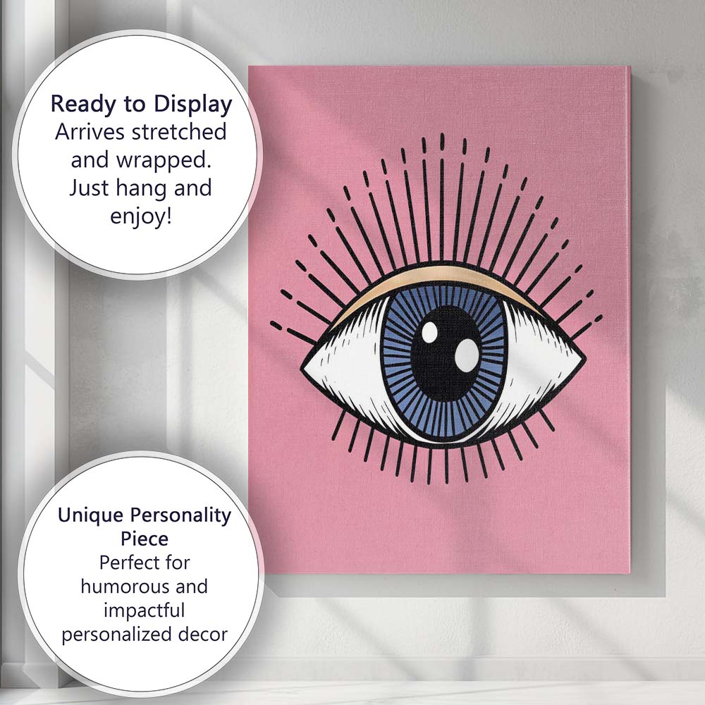 Mystical Blue Evil Eye Spiritual Protection Illustration Canvas Wall Art Print Decor Picture Ready to Hang