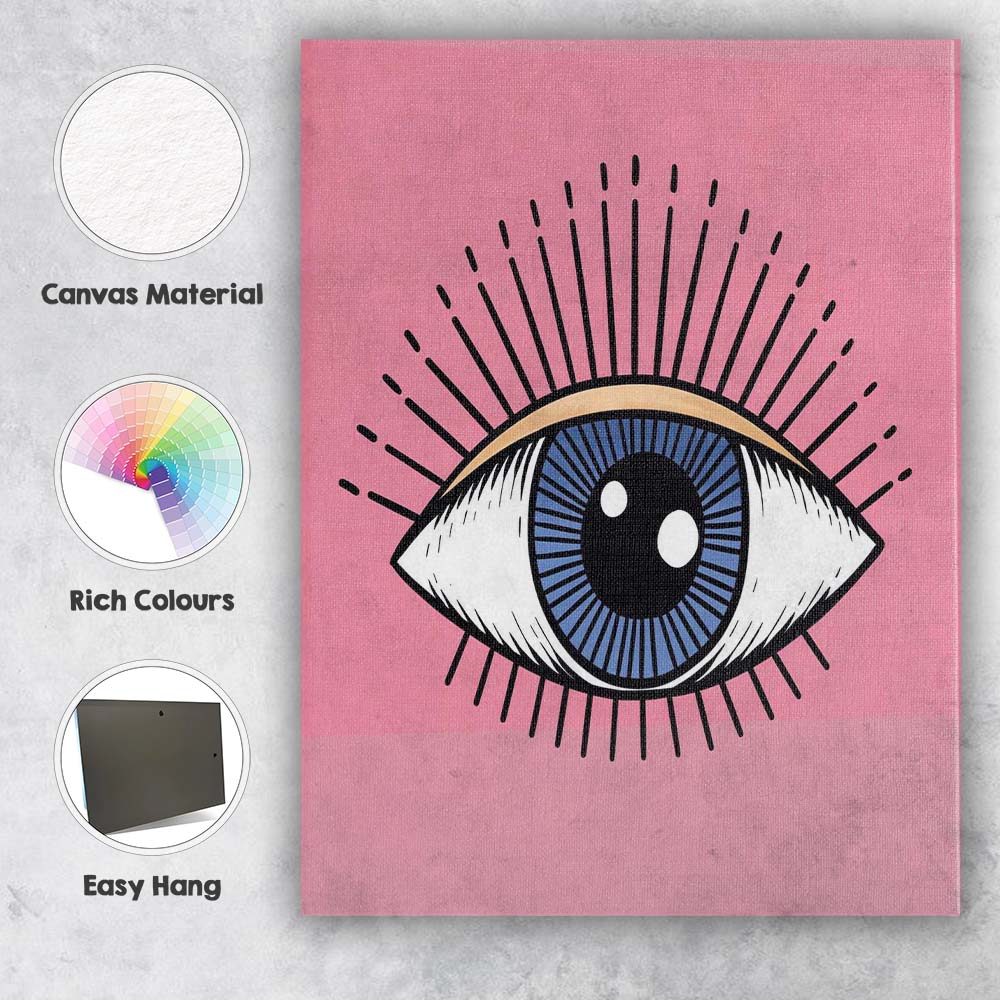 Mystical Blue Evil Eye Spiritual Protection Illustration Canvas Wall Art Print Decor Picture Ready to Hang
