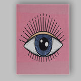 Mystical Blue Evil Eye Spiritual Protection Illustration Canvas Wall Art Print Decor Picture Ready to Hang