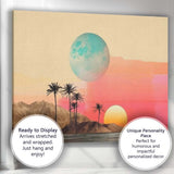 Surreal Pastel Desert Sunset Planet Landscape Digital Collage Canvas Wall Art Print Decor Picture Ready to Hang