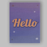 Retro Hello Typography Purple Blue Gradient Canvas Wall Art Print Decor Picture Ready to Hang