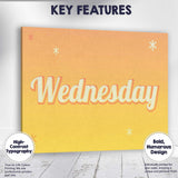 Retro Wednesday Typography Yellow Gradient Canvas Wall Art Print Decor Picture Ready to Hang