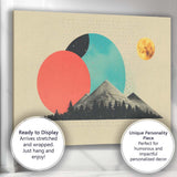 Abstract Geometric Mountain Landscape Sun Moon Mid Century Modern Canvas Wall Art Print Decor Picture Ready to Hang