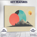 Abstract Geometric Mountain Landscape Sun Moon Mid Century Modern Canvas Wall Art Print Decor Picture Ready to Hang