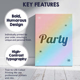 Rainbow Gradient Party Typography Celebration Canvas Wall Art Print Decor Picture Ready to Hang