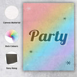 Rainbow Gradient Party Typography Celebration Canvas Wall Art Print Decor Picture Ready to Hang