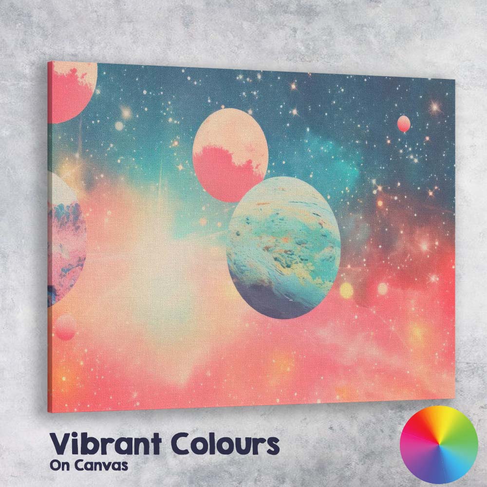Colourful Cosmic Galaxy Planets Space Nebula Fantasy Canvas Wall Art Print Decor Picture Ready to Hang