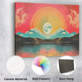 Abstract Rainbow Sunrise Mountain Lake Reflection Landscape Canvas Wall Art Print Decor Picture Ready to Hang