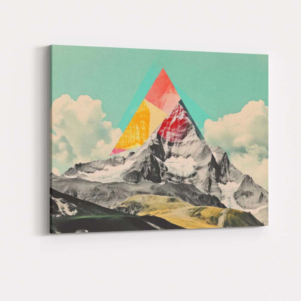 Abstract Geometric Mountain Peak Contemporary Collage Landscape Canvas Wall Art Print Decor Picture Ready to Hang