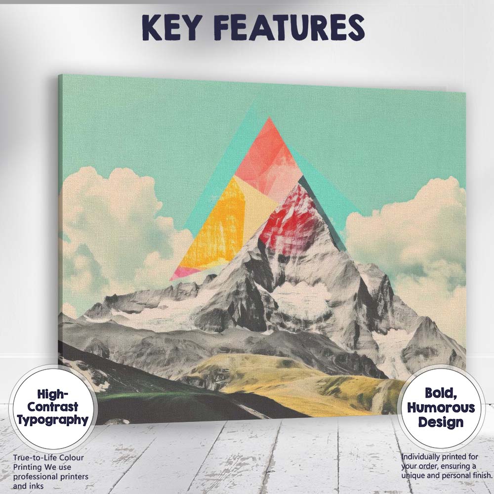 Abstract Geometric Mountain Peak Contemporary Collage Landscape Canvas Wall Art Print Decor Picture Ready to Hang