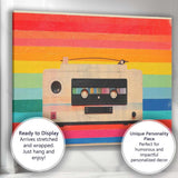 Retro Cassette Tape Rainbow Stripes Music Wall Art Canvas Wall Art Print Decor Picture Ready to Hang