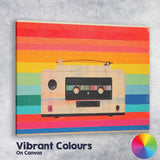 Retro Cassette Tape Rainbow Stripes Music Wall Art Canvas Wall Art Print Decor Picture Ready to Hang