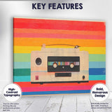 Retro Cassette Tape Rainbow Stripes Music Wall Art Canvas Wall Art Print Decor Picture Ready to Hang