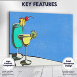 Blue Tropical Cocktail Margarita Summer Drinks Illustration Canvas Wall Art Print Decor Picture Ready to Hang