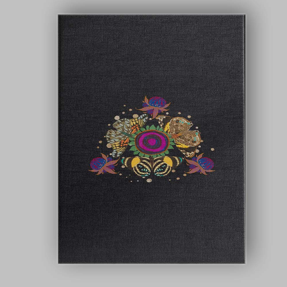 Dark Botanical Butterfly Floral Mandala Illustration Canvas Wall Art Print Decor Picture Ready to Hang