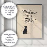 Minimalist Wet Dog Typography Rain Silhouette Poster Canvas Wall Art Print Decor Picture Ready to Hang