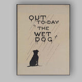 Minimalist Wet Dog Typography Rain Silhouette Poster Canvas Wall Art Print Decor Picture Ready to Hang