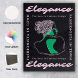 Elegant Fashionista Line Art Portrait Typography Canvas Wall Art Print Decor Picture Ready to Hang