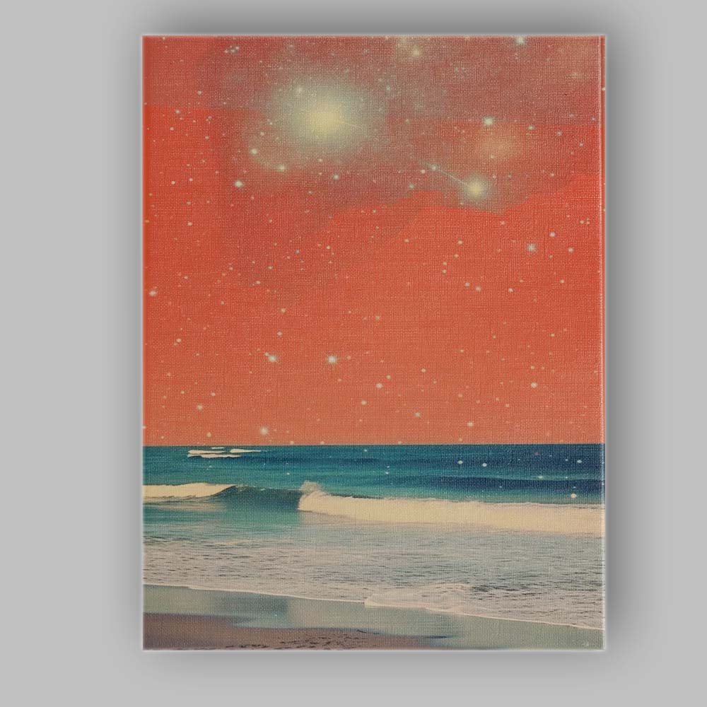 Coral Galaxy Ocean Waves Celestial Seascape Fantasy Canvas Wall Art Print Decor Picture Ready to Hang