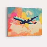 Colourful Retro Airliner Floating Above Clouds Pop Art Canvas Wall Art Print Decor Picture Ready to Hang