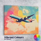 Colourful Retro Airliner Floating Above Clouds Pop Art Canvas Wall Art Print Decor Picture Ready to Hang