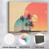 Tropical Island Twin Planets Retro Sunset Coastal Canvas Wall Art Print Decor Picture Ready to Hang