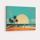 Minimal Tropical Beach Giant Sun Coastal Landscape Canvas Wall Art Print Decor Picture Ready to Hang