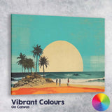 Minimal Tropical Beach Giant Sun Coastal Landscape Canvas Wall Art Print Decor Picture Ready to Hang