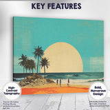Minimal Tropical Beach Giant Sun Coastal Landscape Canvas Wall Art Print Decor Picture Ready to Hang
