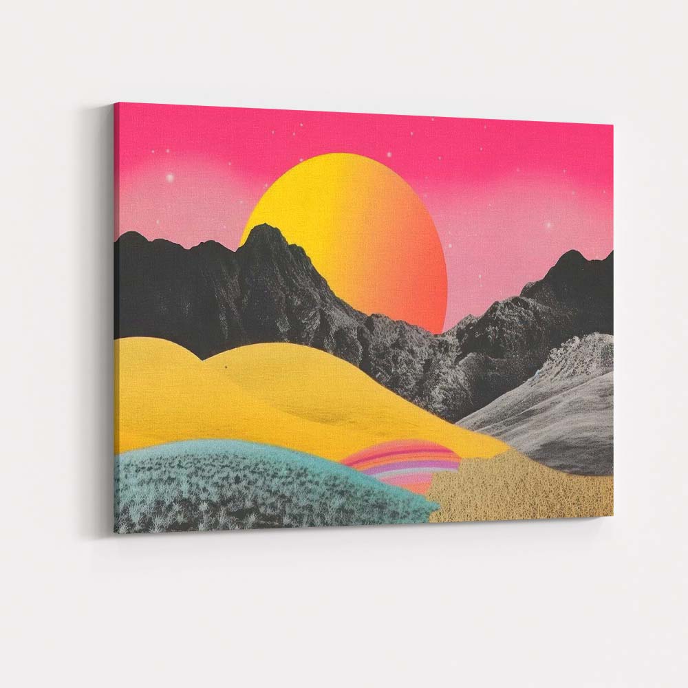 Abstract Colourful Desert Hills Mountain Sunset Landscape Canvas Wall Art Print Decor Picture Ready to Hang