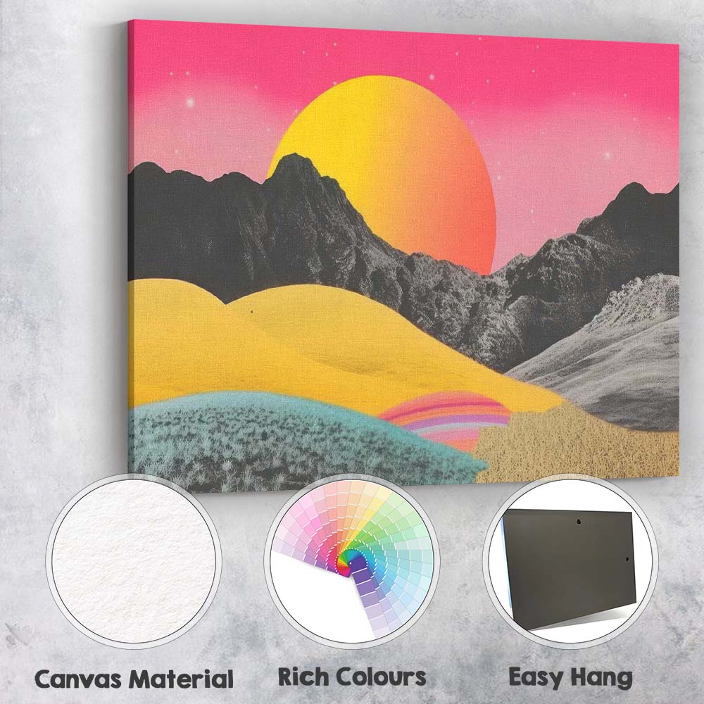 Abstract Colourful Desert Hills Mountain Sunset Landscape Canvas Wall Art Print Decor Picture Ready to Hang