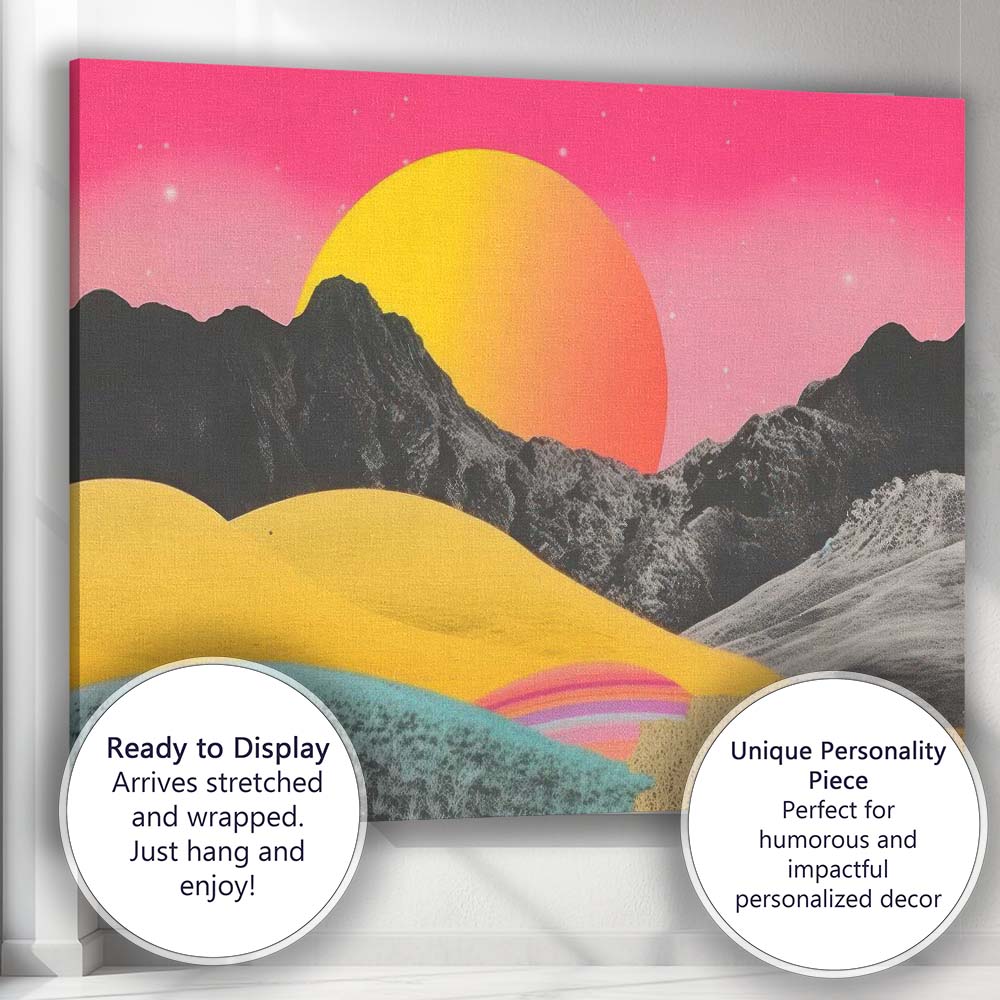 Abstract Colourful Desert Hills Mountain Sunset Landscape Canvas Wall Art Print Decor Picture Ready to Hang
